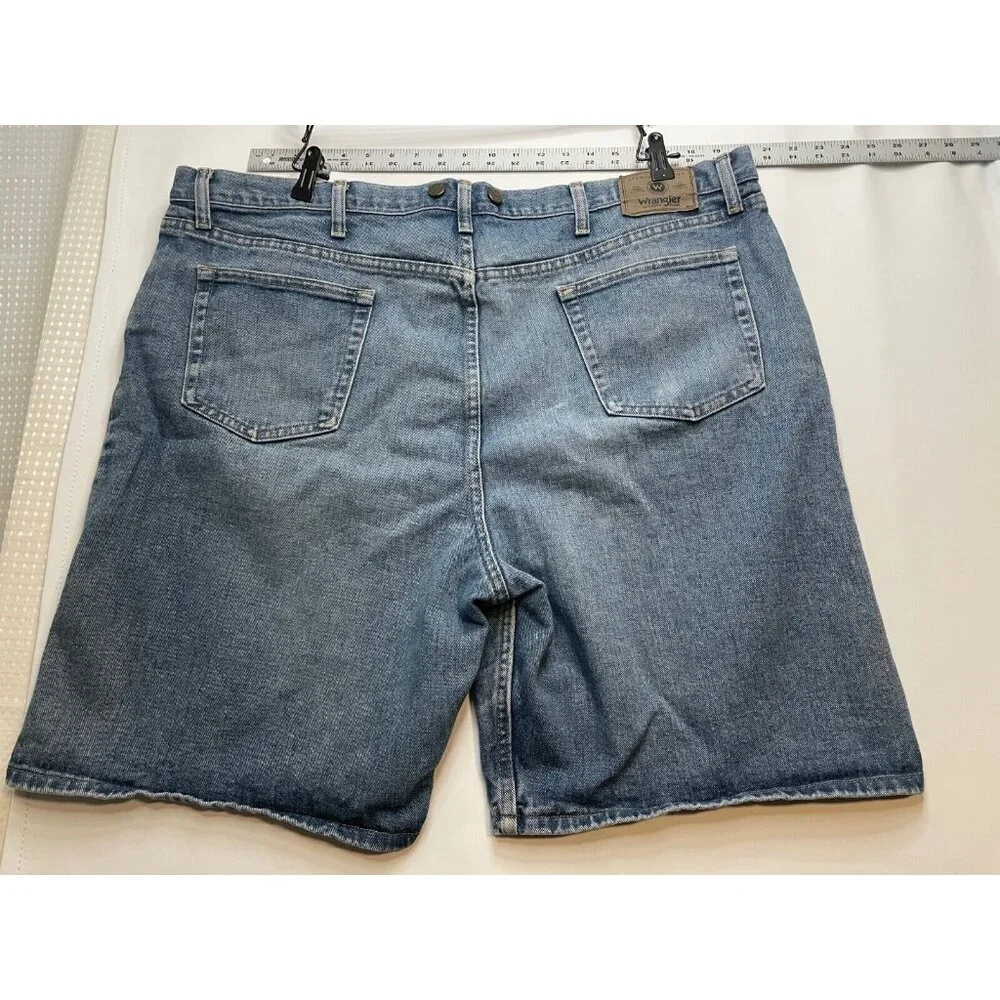 Wrangler relaxed fit shorts mens 46 x 10 high rise suspenders 606W1DH blue